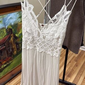 White Lace Spaghetti Strap Dress